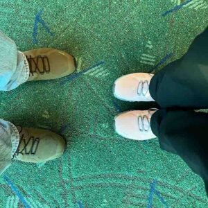 photo of feet on the PDX airport carpet